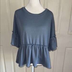 Arula Blue Waffle Weave Babydoll Top